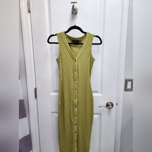 LULU'S Button Down Green Midi Dress